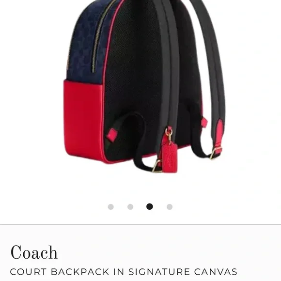 Coach Navy and Red Signature Court Leather Backpack. MSRP $450 NWT FLASH SALE!